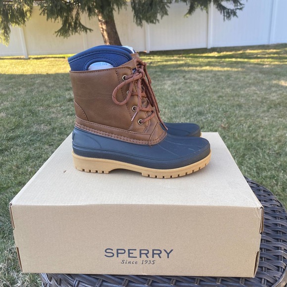 NWT/ NIB Sperry Boys Harbor Duck Boots Tan/Brown (Size 1) - Picture 2 of 7